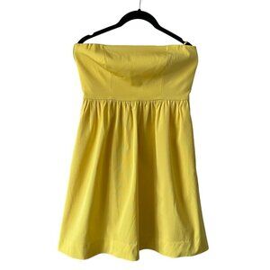 J. Crew Pleated Lined Back Zip Closure Casual Strapless Mini Dress Yellow 2